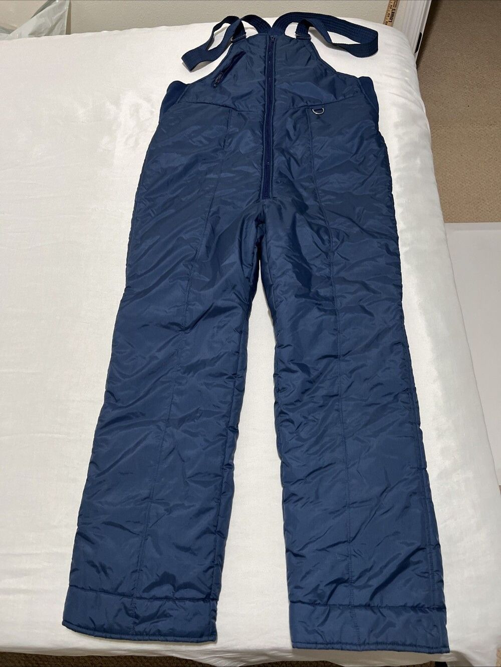 Sears Style Works Unisex Teens Blue Snow Bib Pants L 42 Lined Vintage Winter Ski